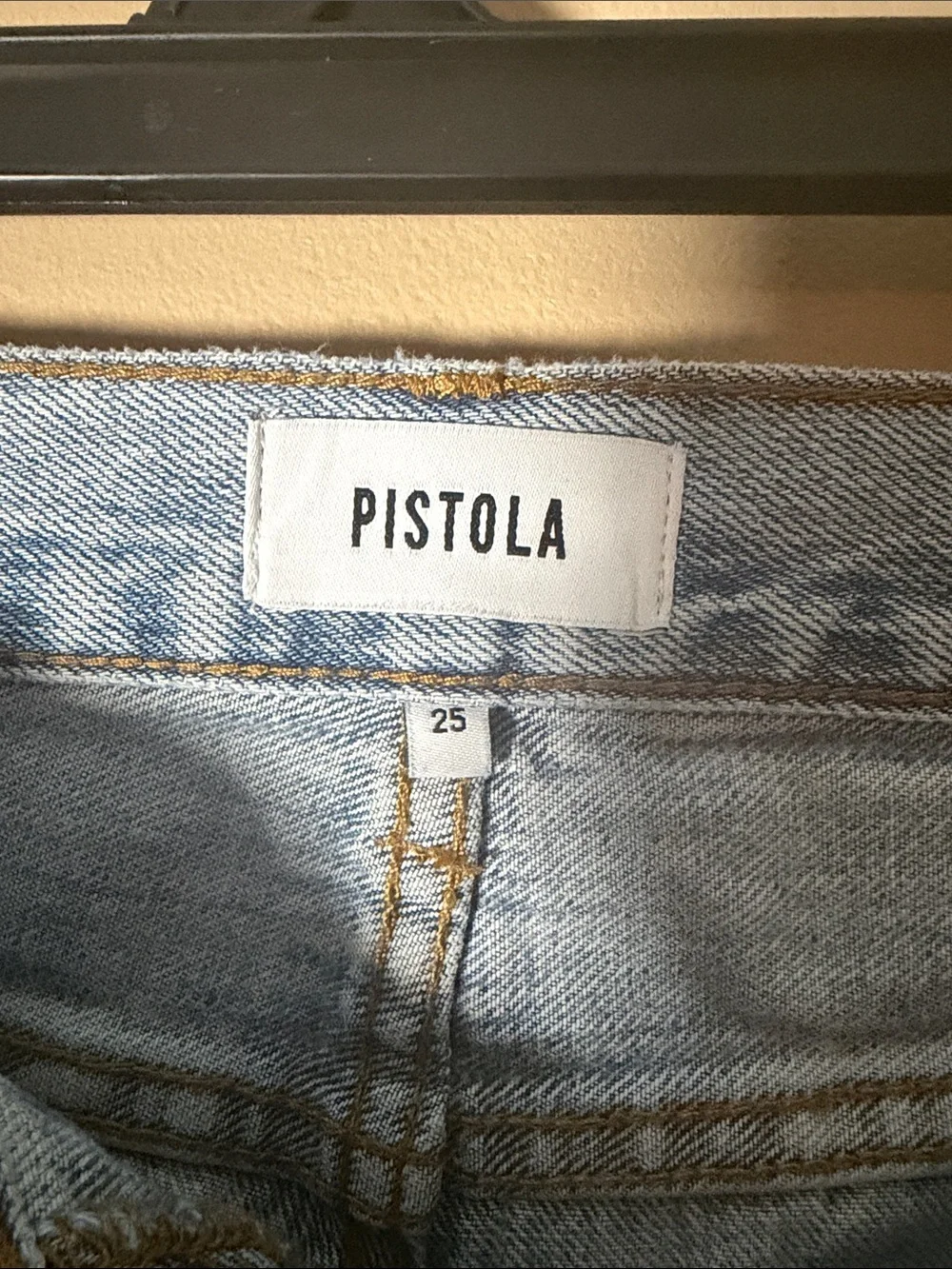 pistola Light Blue Distressed Denim Shorts